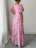 Ninonine "Mariposa" | Butterfly Pattern Batwing Sleeve Maxi Dress