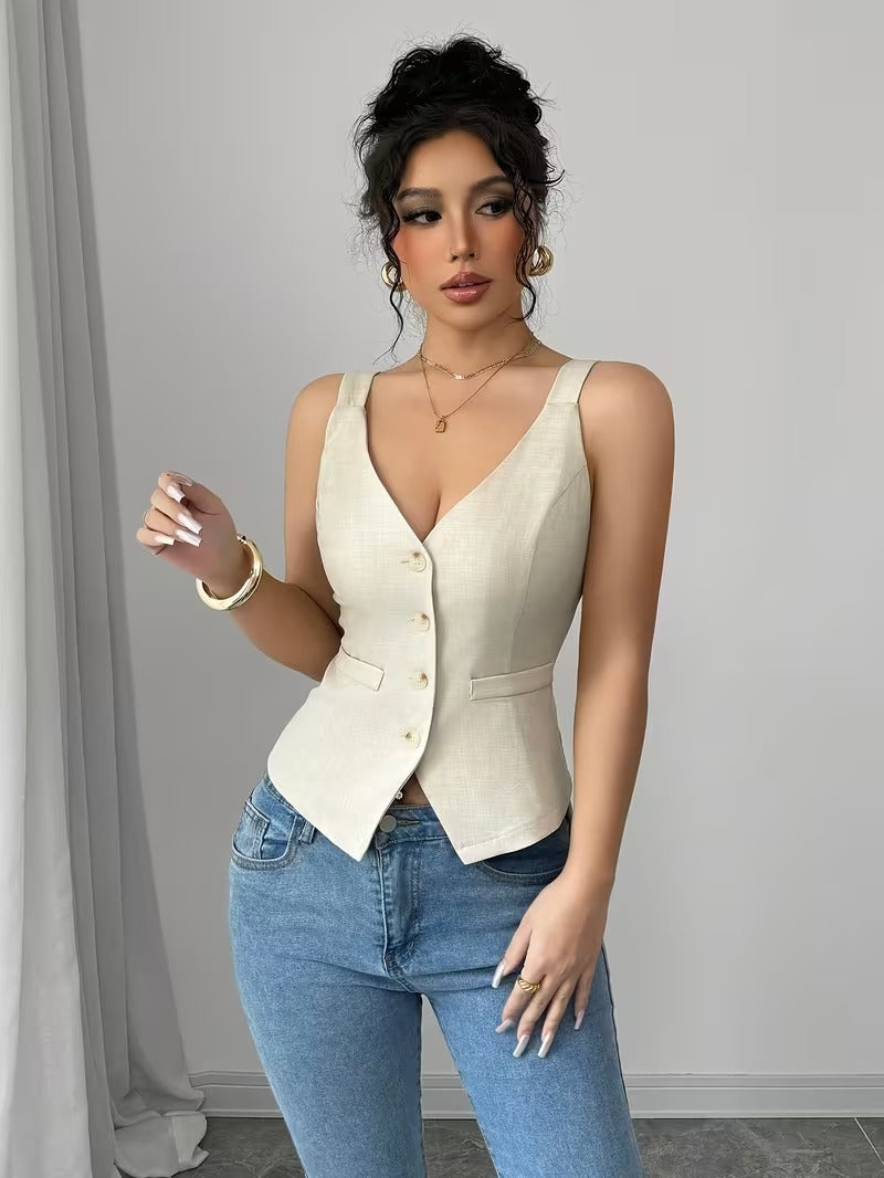 Ninonine "Elysée" | Tailored Button-Front Sleeveless Vest