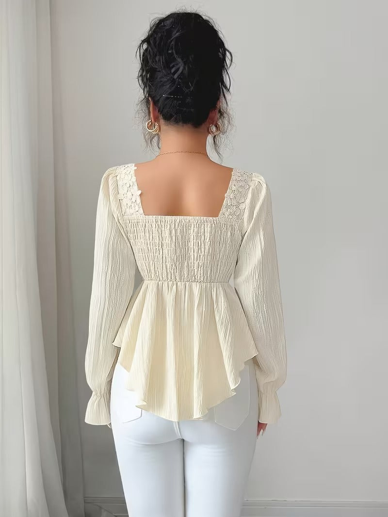 Ninonine "Céline" | French-Style Bow-Front Peplum Blouse