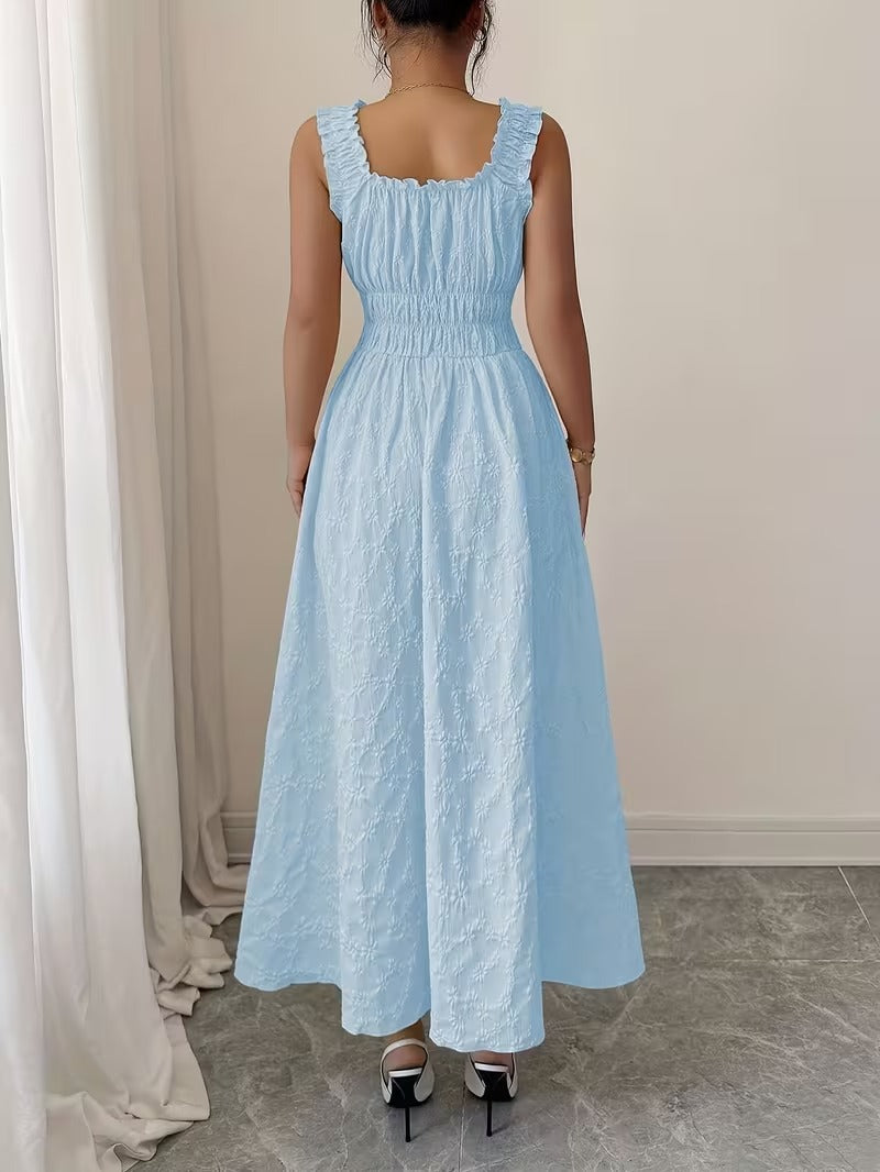 Ninonine "Celeste" | Textured Floral Smocked-Waist Maxi Dress